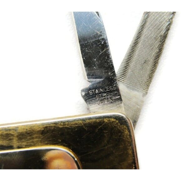 Money Clip Vintage Worn Gold Tone Classic Knife Scissors File Stainless Steel - Picture 5 of 9